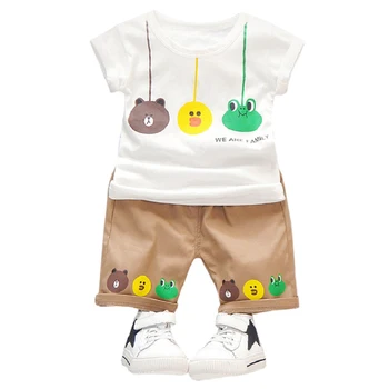 Vaikų vasaros kostiumas naujas 0-4 metų amžiaus berniukų ir mergaičių medvilnės animacinių filmų trumpomis rankovėmis striukė, šortai kostiumas vaikų drabužiai