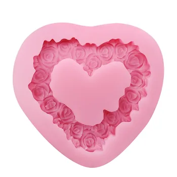 Valentino Dieną Meilės Vainikas Silikono Formos Minkštas Tortas Šokolado 3D Rožių Gėlių Puokštė Mylinčios Širdies Formos Minkštas Pyragas Pelėsių