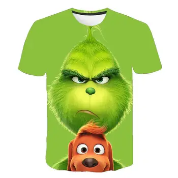 Vasaros trumparankoviai naujas 3D atspausdintas T-shirt filmą viršų mados mielas gyvūnų žalia grinch modelis vyrų ir moterų mados asmenybės