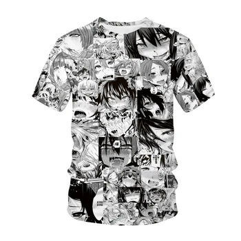 Vasarą Naujų Negabaritinių marškinėliai Vyrų 3D Spausdinimo Suaugusiųjų Anime O-kaklo Hip-hop ' o T-shirt Harajuku Atsitiktinis Viršų Seksuali Mergina Viršų