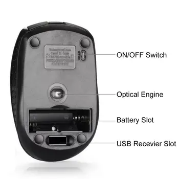 Žaidimų 2.4 GHz bevielė Pelė, USB Imtuvas Reguliuojamas DPI Pelės PC Nešiojamojo Kompiuterio Pelės Pelės Nešiojamas 6 Mygtukai