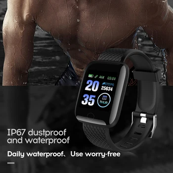 116 Plus Smart Žiūrėti Vandeniui Kraujo Spaudimas Fitness Tracker Širdies Ritmo Monitorius Pedometer Smartwatch Apyrankę Juosta D13