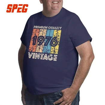 1976 m. Vintage Marškinėliai vyriški Grynos Medvilnės Mados Vyrų T-Shirts O Kaklo 45 metų Tees trumpomis Rankovėmis Plius Dydis Didelis Dydis