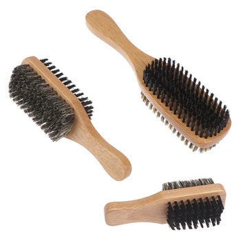 1X Mens Šernų Šerių Plaukų Šepetys Mediniais Garbanotas Banga Teptuku Optikos Barzda Hairbrush