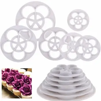 1set/6Pcs Rose Gėlės Žiedlapis Formos Plunžeriai Karpymo Dekoravimo Priemonės Tortas Sugarcraft Minkštas Slapukus, Konditerijos gaminiai, Įrankiai