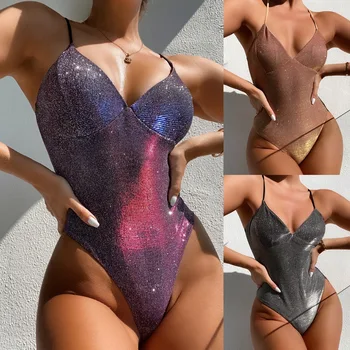 2021 Seksualus Blizgesį maudymosi Kostiumėliai Moterims, Vienas Gabalus Monokini maudymosi kostiumėlį Paplūdimio Badpak Mujer Vasaros Kamšalu Trikini Banador Bikini Maio XL