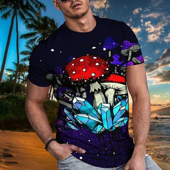 2021 Vasaros Vyrų 3D Augalų Modelis Atsitiktinis Mados T-shirt Apvalus Kaklas Kietas ir Lengvas, Plonas Tinka Raumenų Žmogaus T-shirt Fitneso