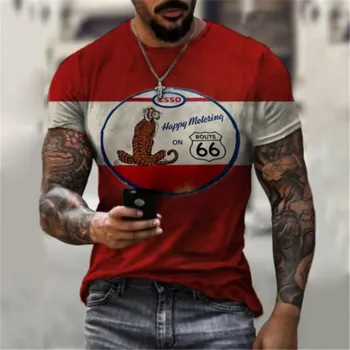 2021 naujų Europos ir Amerikos 3D vyrų spausdinti laisvalaikio Gatvės Sporto slim vietoje apvalios kaklo marškinėliai
