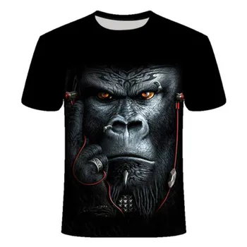 2021Summer vyriški Marškinėliai Street Punk Stiliaus Siaubo Orangutan Beždžionė 3D Atspausdintas Drabužius, Laisvi Didelio Dydžio Greitai-Džiovinimo T-Shirt