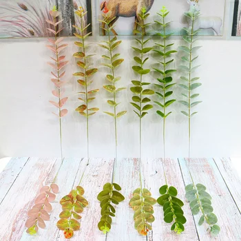 20pcs 3D Spausdinimo Eukalipto Lapų filialas Plastiko Mažų Pinigų Lapų Vestuvių Gėlių kompozicijų Medžiagos, Namų Dekoravimo Padirbtų Augalų