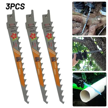 3 Vnt pjauti Dėlionės Peiliukai 6 Colių 150mm HCS 3 TPI, Medžio, Plastiko Pjovimo Elektrinių grandininių Pjūklų Priedai