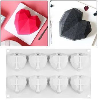 3D Širdies Formos Deimantai, Meilė, Šokolado Liejimo formos Saldainiai Pelėsių Vestuvių Kepimo Sponge Šifono Putėsiai Desertas Silikono Formos Saldainiai