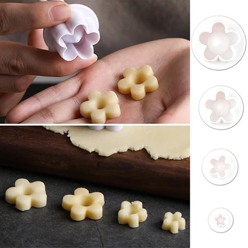 4pcs Antspaudas Sausainių Pelėsių 3D Slapukas Stūmoklį Cutter Konditerijos Dekoravimo 