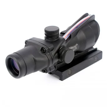 ACOG 4X32 Nekilnojamojo Pluošto Riflescope Raudonai Apšviestas Stiklo Išgraviruotas Tinklelis Optika Akyse su 20mm Geležinkelių Airsoft Accesories Medžioklės