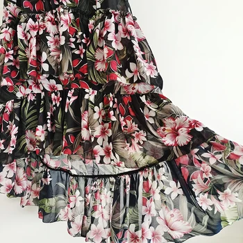 AELESEEN kilimo ir tūpimo Tako Mados Nereguliarus Suknelė Moterims 2021 Dizaineris V-Kaklo Ruffles Gėlių Spausdinti Elegantiškas Ilgas Atostogas Suknelė