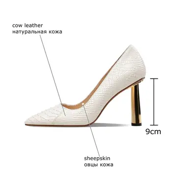 ALLBITEFO dydis 33-42 aukso kulno natūralios odos mados aukšto kulno batai, moterims aukštakulniai šalis vestuvių batai super aukšti kulniukai