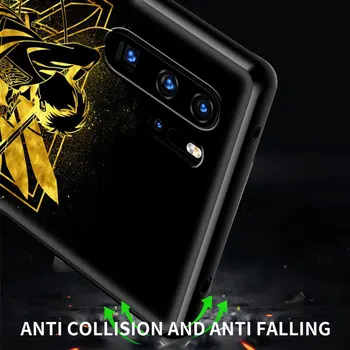 Anime Ataka Titan Prabanga Telefoną Atveju Huawei P Smart Z 2019 P40 30 Lite P20 P10 Pro E 2020 2021 5G Juoda Korpuso Dangtelio