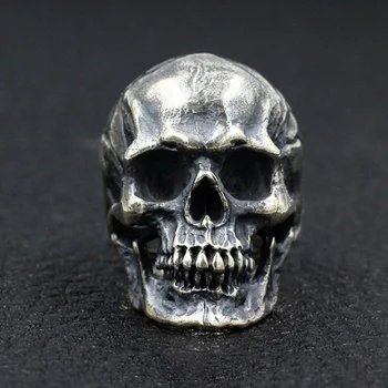 Antikvariniai Sidabro Spalvos Blogio Skeletas Kaukolės Žiedas Vyrams Stambusis Nerūdijančio Plieno Punk Rock Skeletas Žiedas Papuošalai, Vyrų Didmeninės