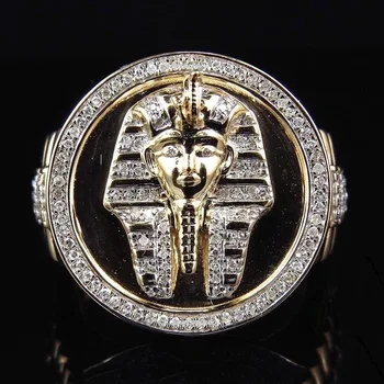 Asmenybės Uparty Aukso Žiedas Dviejų Spalvų Egipto Karalius Tutankhamun Žiedas Žmogus Punk Hip-Hop Dviratininkas Šalis Žiedas