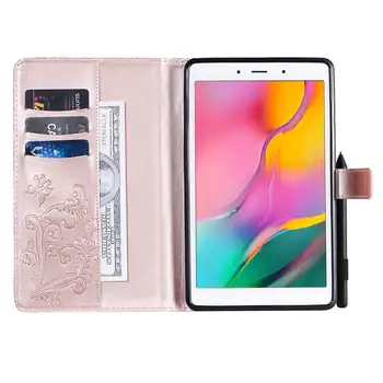 Atsparus smūgiams Case for Samsung Galaxy Tab 8.0 Colių SM-T290 SM-T295 2019 m., Pieštukas Turėtojas Įspaudas Odos Magnetinio Stovo Dangtelis