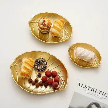 Aukso Ananasų Lapų Forma Ovalas Medinės Apdailos Plokštelės Vaisių Maisto Nordic Stiliaus Dėklas, Stalo Reikmenys, Virtuvės Sandėliavimo Objektų Organizatorius