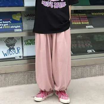 Aukšto Liemens Kelnės Moterims Pusėje Juostele Prašmatnus Harajuku Retro Stilingas Visų rungtynių Pagrindinio Paaugliams Kelnių Unisex Treniruotės Ponios Streetwear