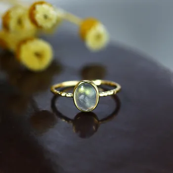 BK 925 Sterlingas Sidabro Žiedas Moterims Asmenybės Paprasta Unikalus Gamtos Kiaušinių Brangakmenio Derliaus Vestuves Lady Fine Jewelry