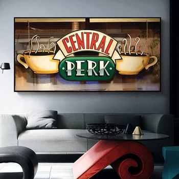 Central Perk Kavinė Drobės Tapybos Draugai, TV Rodo, Plakatų ir grafikos Skandinavijos Sienos Nuotraukas, skirtą Kambarį Namuose Apdaila