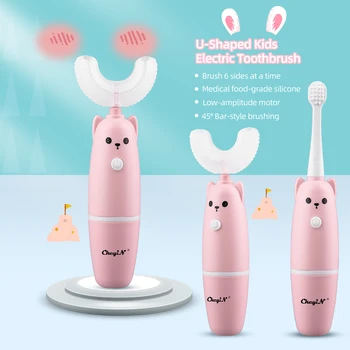 CkeyiN Naujų Vaikų Elektros dantų šepetėlį Smart U tipo Silicio USB portable Animacinių filmų Modelis Automatinis Ultragarsinis Dantis Dantų Šepetėliu
