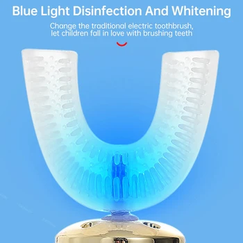 Dantų Šepetėliu Smart 360 Degress U Sonic Elektriniai Dantų Šepetėlis Vaikams Silikono Automatinis Ultragarsinis Dantų Šepetėlis Vaikams Mėlyna Šviesa