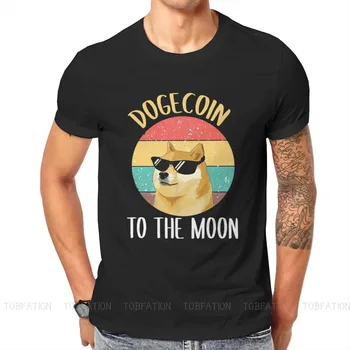 Dogecoin Į Mėnulį Kriptografijos Monetos Klasikinis Cryptocurrency Meno Marškinėlius Viršuje Medvilnės Negabaritinių Crewneck Streetwear Graphic marškinėliai Vyrams