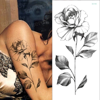 Eskizas gėlių, geometrinių rose tatuiruotė lipdukas eskizai tatuiruotė dizaino, mados vandeniui, tatuiruotė netikrą vandeniui tatuiruotė mergaitėms