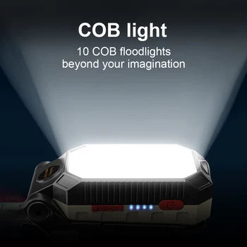 Galingas COB LED Įkraunamas žibintuvėlis žibintuvėlis šviesos didelės galios led žibintuvėlis atsparus vandeniui kempingas žibinto su magnetu lempos
