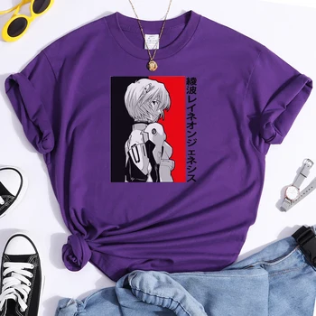 Genesis Evange Liūtas Ayanami Rei Japonų Animacinių filmų Spausdinti Moterų T Shirts Prarasti Viršūnes Atsitiktinis Tee Marškinėliai Vasaros Moterų Marškinėliai