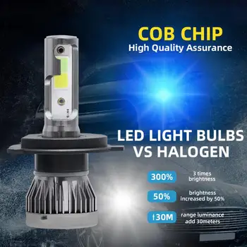 H4 9003 HB2 LED Žibintų Konversijos Rinkinys COB Hi/Lo Šviesos Lemputės 120W 26000LM Didelės Galios 6000K Balta + 3000K Geltona Mėlyna Šviesa