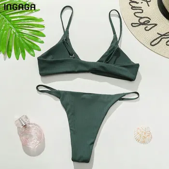 INGAGA Briaunoti Bikini Moterų Seksualus Maudymosi Žiedas maudymosi Kostiumėliai Moterims, Push Up Biquini Micro Thong Maudymosi Kostiumai Brazilijos Bikini Komplektas