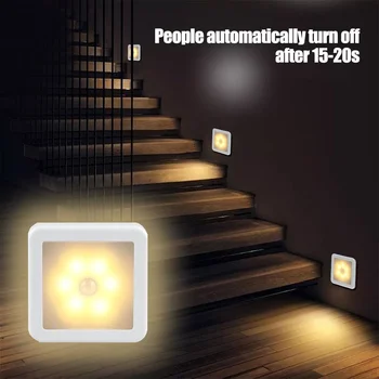Judesio Jutiklis LED Nakties Šviesos Smart Naktį Lempa su baterijomis, WC, Naktiniai staleliai, Lempa Kambario, Prieškambario Kelias Tualetas Namo Apšvietimas