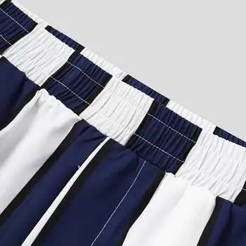 Karšto pardavimo Vasaros Vyrų Dryžuotas Rinkiniai Japonijos Streetwear Laisvi Atidaryti Dygsnio Trumpas Rankovės Marškinėliai, Šortai Paplūdimio Kvėpuojantis Atsitiktinis Rinkiniai