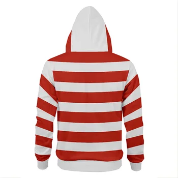 Kur Wally Waldo Dabar Cosplay Hoodie Vyrai Moterys Stripe Marškinėliai, Kepurės, Akiniai Helovyno Karnavalas Kostiumas T-shirt