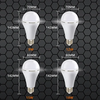 LED Lemputės Avarinio Lemputė E27 9W 12W 15W 18W LED Lempos, daugkartinio Įkrovimo Baterija Apšvietimo Lempos, Lauko Bombillas Lempos