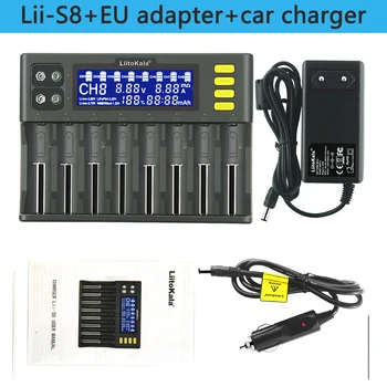 LiitoKala Lii-S8 8 Slots LCD Baterijų Kroviklis Li-ion LiFePO4 Ni-MH Ni-Cd 9V 21700 20700 26650 18650 RCR123 18700