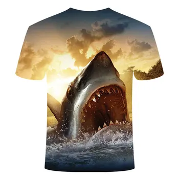 Mados 3D Atspausdintas Ryklys Marškinėliai Vyrų atostogauti žvejybos t-shirt Streetwear Atsitiktinis viršų Kūrybos Vasaros vyrų Trumpi marškinėliai