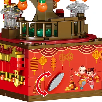 Mailackers Idėjų Kinų naujieji Metai Likimo Medis Muzikos Dėžutė su Šviesos Kūrėjas Ekspertų Modelio Kūrimo Bloką, Plytos, Vaikas, Vaikų Žaislas