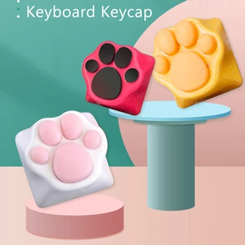 Mielas Keycaps 3D Silikoninis Kačių Leteną Mygtukai Aliuminio Lydinio Pagrindo Keycap Mechaninių Klaviatūrų Aliuminio Lydinio Pagrindo Keycap