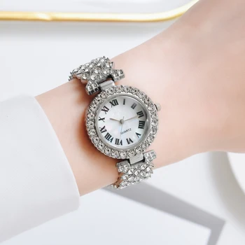 Moteris Žiūrėti Prabanga Rose Gold Diamond Mados Laikrodžiai Ponios Atsitiktinis Paprasta Juosta Kvarcinis Laikrodis Moterų Laikrodis Dovana Moterims