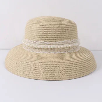 Moterų Balti Nėriniai Platus Šiaudų Skrybėlę Lauko Beach Sun Skrybėlę Mergina Vasaros Bžūp Moterims Vaikas Ir Panamos Paplūdimys Šiaudų Skrybėlę 2021