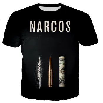 Narcos Pablo Escobar Narcos Vyrų/moterų Cool 3D Spausdinti marškinėliai Atsitiktinis Marškinėlius Streetwear Viršūnės