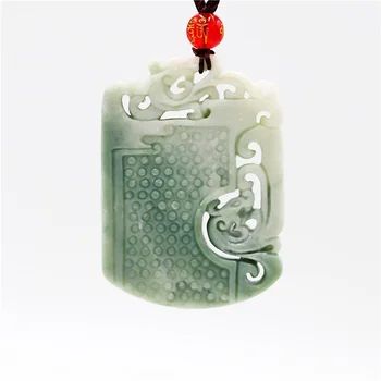 Natūralaus Green Jade Dragon Phoenix Pakabukas Karoliai, Papuošalai dvipusis Raižyti Amuletas Mados Kinijos Laimę Dovanos Moterims, Vyrams