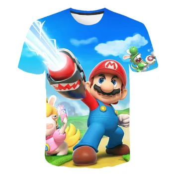Naujas Super Mario Marškinėliai KidsShort Rankovės 3D printingClassic Žaidimas Berniukų Vasaros Drabužių Streetwear Negabaritinių Marškinėliai
