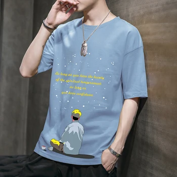 Negabaritinių marškinėliai Vyras Medvilnės Mens T Shirts Vasaros Atsitiktinis Atspausdintas Trumpas rankovėmis T Shirts Prarasti Japonų Stiliaus Marškinėliai Homme